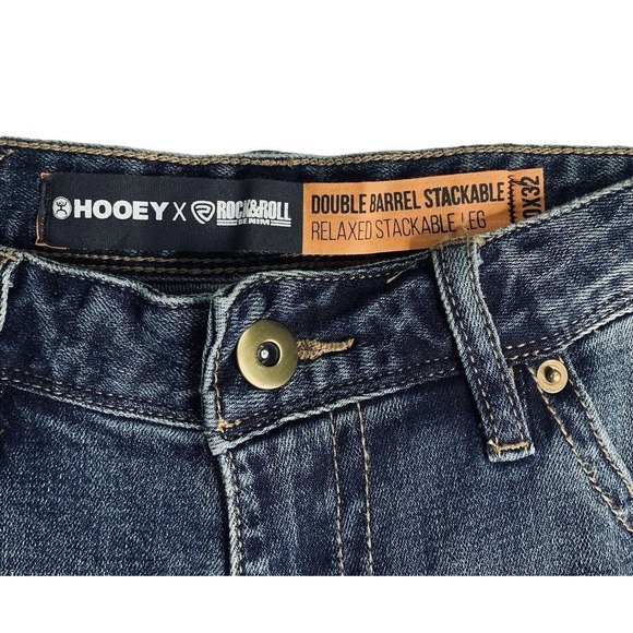 Hooey x Rock & Roll Denim Double Barrel Stackable Boot Leg Mens 30x32 NWT $88 - Picture 7 of 14